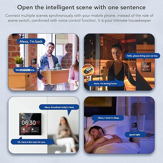 Smart Home Control Panel 4 Inch Touch Screen Voice Control Smart Scene Wall Switch Panel for TUYA