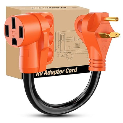 Nilight 30 Amp to 50 Amp RV Plug Electrical Adapter Cord Dogbone 18 Inch | TT-30P 30A Male Plug 14-50R 50A Female Receptacle Convert 30AMP Campground Power to 50A for 50A RV Camper Trailer Not for EV