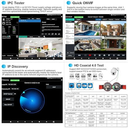 8K 32MP IP Camera Tester with PoE, WANLUTECH CCTV Tester 90W Power Output PoE Camera Test 8MP SDI TVI CVI AHD CVBS Camera Test TDR Cable Test DMM OPM VFL WiFi Network Tools HDMI (X9-MOVTADHS Pro)