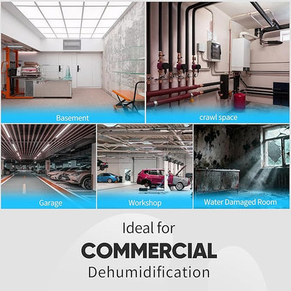 190PPD Commercial Dehumidifier with Pump for Basement-6000Sq.Ft. Warehouse, Large Space Crawl Space Dehumidifier for Efficient Water Damage Restoration-Auto Defrost, Memory Starting, 2026-Blue