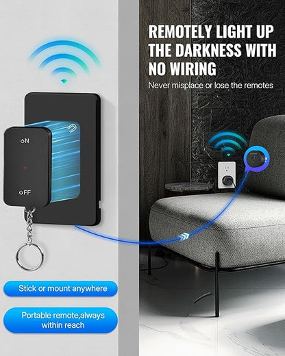 Black Remote Control Outlet, WILAWELS Wireless Light Switch with Magnetic Base, On Off Remote Outlet Switch for Lamps, Appliance, 100ft RF Range, 15A/1875W, Pre-Programmed, FCC Listed H09RC1106