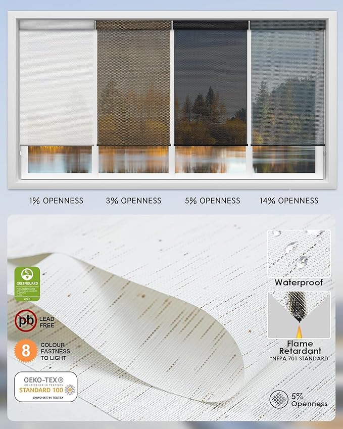 Yoolax Motorized Solar Shades Light Filtering Motorized Blinds with Remote Smart Blinds Compatible with Alexa, Google, Flame Retardant Roller Shades for Windows, Customized (5% Openness Starry White)