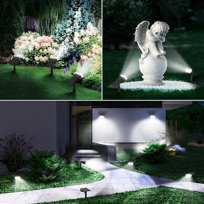 Linkind Solar Lights Outdoor Waterproof Landscape Spotlight Daylight 2 Pack | Starray, 3 Lighting Modes, 6500K, Dusk to Dawn, Auto On Off for Landscape Garden Yard Tree Flag Pathway Patio House Sign