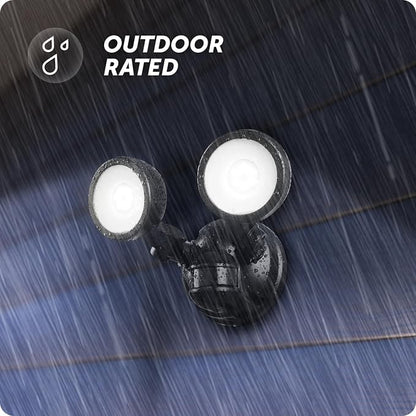 GLOBE Electric 10W Twin Head Motion Sensor LED Flood Light, 1000 Lumens, 180° Detection, 40-Ft Range, 4000K Daylight, Hardwired, Weather Resistant, 17000200