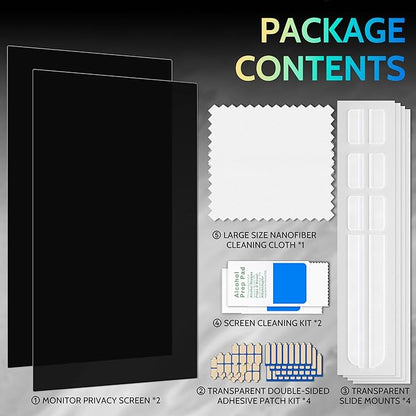 Peslv [2 Pack] 23 Inch Privacy Screen for Computer Monitor 16:9 Aspect Ratio, Eye Protection Anti Blue Light Glare Shield, 23inch Removable Black Blackout Anti Spy Desktop Security Private Filter