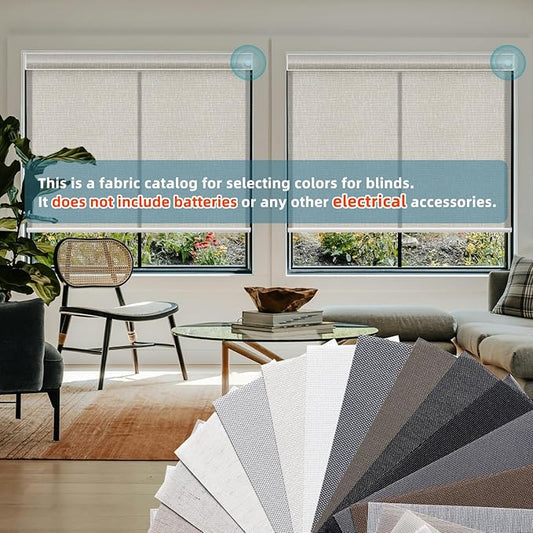 SmartWings Motorized Smart Roller Shades in Light Filtering, Electric Blinds with Remote for Windows Compatible with Alexa/Google Home/Homekit, Customized, Multi-Color Fabric Samples