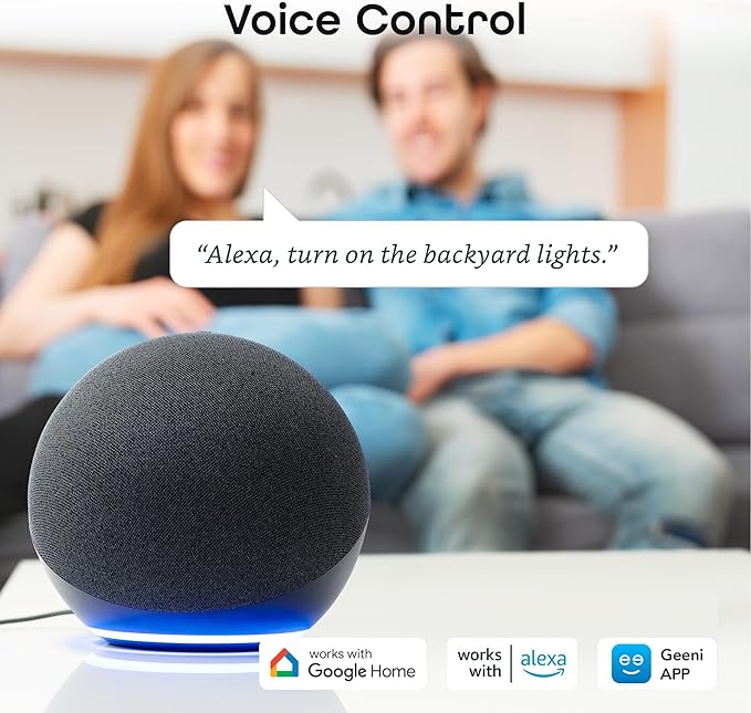 Geeni Indoor/Outdoor Smart Plug Weatherproof, 1 Socket Wireless Remote Control and Timer –Works with Alexa, Google Assistant, Requires 2.4 GHz WiFi, Black