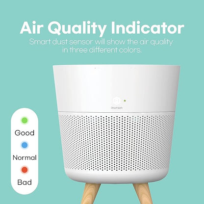 IMUNSEN M-002W True HEPA 13 Filter Air Purifier for Home, Bedroom with Deodorization Filter, Quiet Auto Sleep Mode, 99.97% Pollen, Smoke, Office and Bedroom, Pets, Made in Korea - White