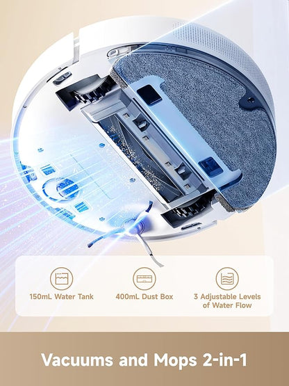 DREAME C20 Plus Robot Vacuum and Mop Combo, 90 Days Self-Emptying Robotic Vacuum, Power Suction Robot Vacuum, LiDAR Navigation, APP/Voice Control, Robot Vacuum Cleaner for Pet Hair/Carpet/Hard Floor