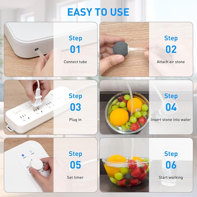 Multipurpose 800mg/h Ozone Machine,Ozone Bubbler for Purifying Water and Air,Portable Water Ozonator for Food F&V Home Hunting Cold Plunge Bathroom