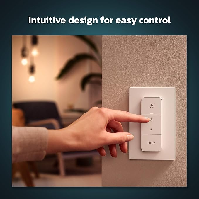 Philips Hue Smart Dimmer Switch with Remote + Philips Hue White A19 Medium Lumen Smart Bulb (1100 Lumens)