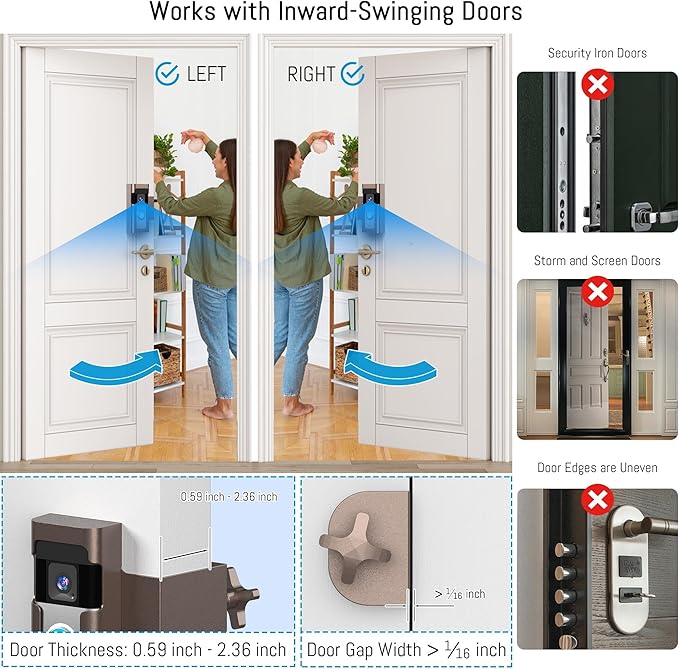 Anti Theft Ring Doorbell Mount: Metal Ring Apartment Door Mount Blink Doorbell Camera Holder No Drill - Renter Friendly Ring Doorbell Mount No Damage