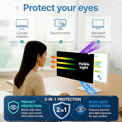 VINTEZ 23.6 Inch 16:9 Privacy Screen for Computer Monitor and Laptop - Anti Glare Protector Film Blue Light Filter Eye Protection - Computer Screen Privacy Shield, [1 Pack]