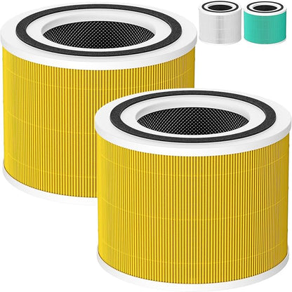 2 Pack 240 Pet Care Replacement Filter Compatible with 240 Air Purifier, 3-in-1 Filter Replacement with Activated Carbon Filter, Yellow