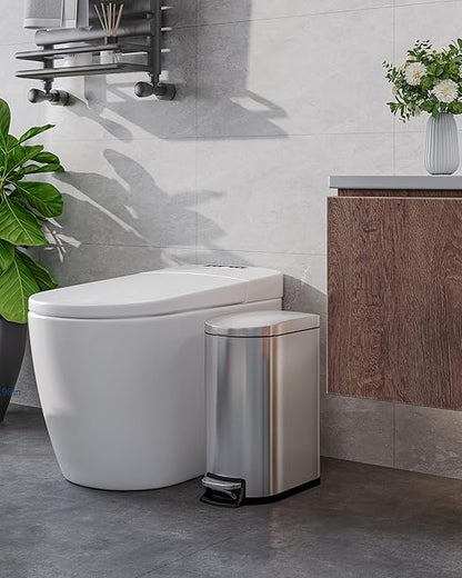 GarveeHome 13 Gal & 2.6 Gal Trash Can Combo Set, Kitchen Trash Can and Bathroom Trash Bin with Lid, Step-On Rustproof Garbage Bin with Inner Bucket, Black