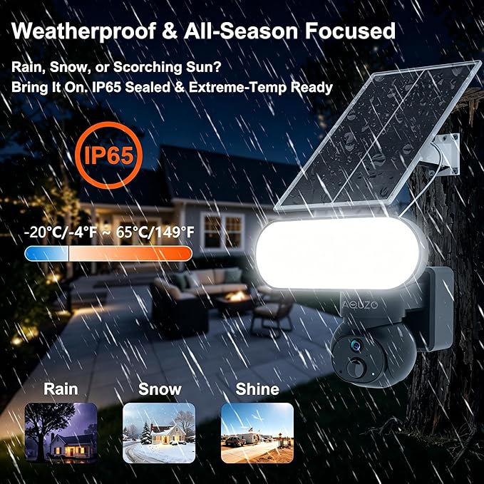 Floodlight Camera Solar Powered, 1500 Lumens Security Light, 2K Wireless Outdoor Cam with 360° PTZ, Human/Vehicle/Animal AI Detection, Color Night Vision, 64GB Local Storage, No Monthly Fee