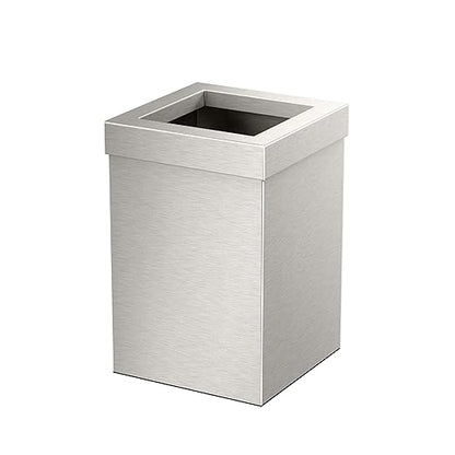 Gatco Small Bathroom Trash Can With Lid, Square 3 Gallon Stainless Steel Wastebasket, Under Sink, Satin Nickel, For Bathroom, Bedroom, Office (1914)