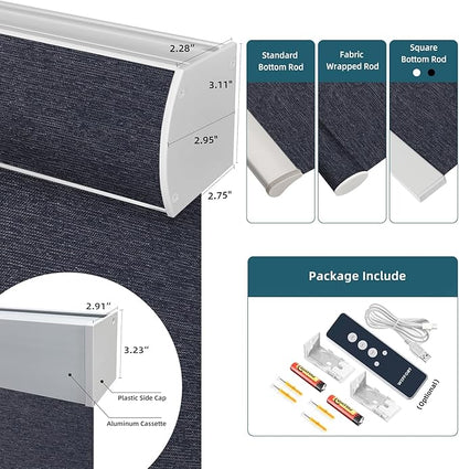 Electric Blinds Compatible with Alexa,Google Home,Motorized Roller Shades with Valance,100% Blackout Automatic Shades for Home&Office,Dark Raven Black