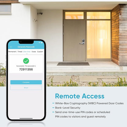 Sifely Keyless Entry Smart Lock - Fingerprint & Keypad Access, Front Door Handle, Silver