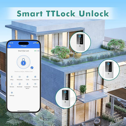 Biometric Smart Lock Deadbolt, Keyless Entry Door Lock with App Control & Remote Code Generation, Electronic Fingerprint Keypad for Home, Airbnb & Bedroom, Auto-Lock, Anti-Peep(Silver)