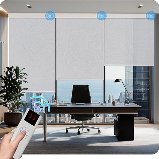Motorized Blinds with Remote Cordless Automatic Motorized Shades Custom Blinds for Windows Smart Curtains Compatible with Alexa Google Home(3% Solar Grey,W48 x H72in)