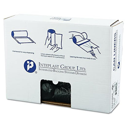 Inteplast Group high-Density Commercial can Liners, 16 gal, 8 microns, 24" x 33", Black, 50 Bags/roll, 20 Rolls/Carton