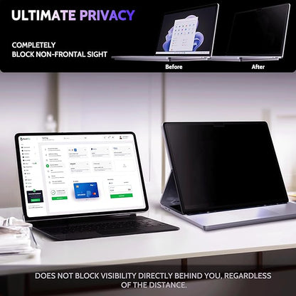 Peslv Privacy Screen for 14.4 Inch Surface Laptop Studio 2/1, MagicSuction™ Removable Anti Spy Black Protector, Glare Blue Light Filter for Microsoft Laptop Computer Monitor