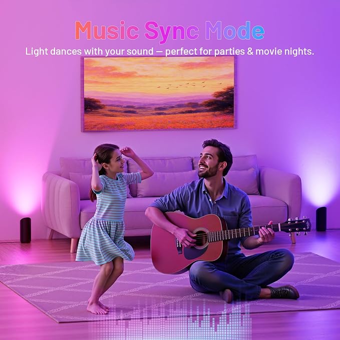 2 Pack Smart Up Lights Indoor: Dimmable RGBW Floor Can Lights, Alexa