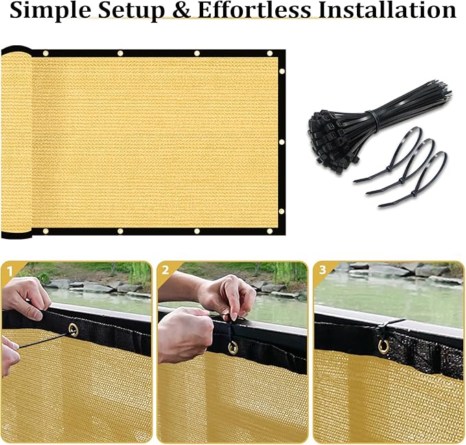 Shade&Beyond 5'x6' Sand Privacy Screen Fence Cover 170 GSM Fencing Mesh Fence Panel for Wall Garden Yard Backyard Indoor Outdoor Home Decoration