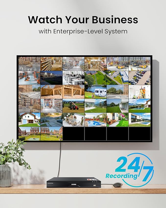ZOSI 32 Channel 4K PoE Security Camera System, 32 x 4K Spotlight Outdoor Indoor Cameras, Face Person Vehicle Detection, 2 Way Audio, 32CH 8MP Surveillance NVR with 8TB HDD for Business 24/7 Recording
