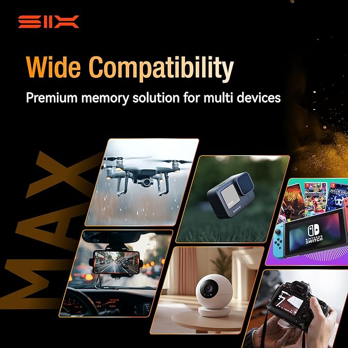 SIX M200 64GB Micro SD Card Read Up to 190MB/s for 4K UHD Continuous Recording - A2, U3, V30 microSDXC Memory Card 64GB with Adapter for Action Cameras, Drones, Gaming Consoles, Dash Cams, Phones