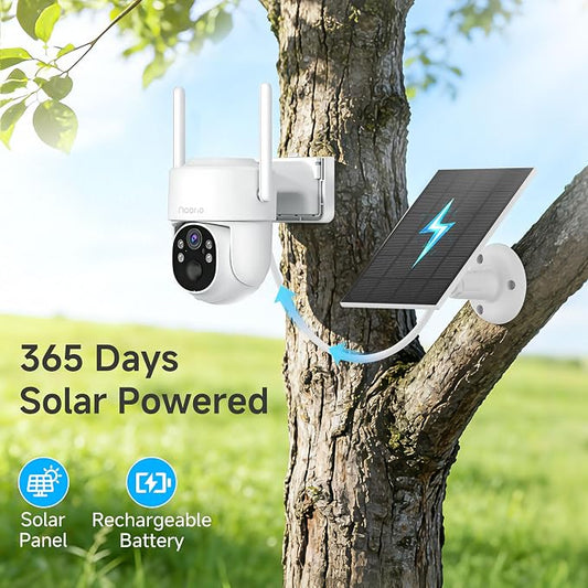 Noorio Solar Security Camera Outdoor, 1080P Wireless Camera, Dual WiFi