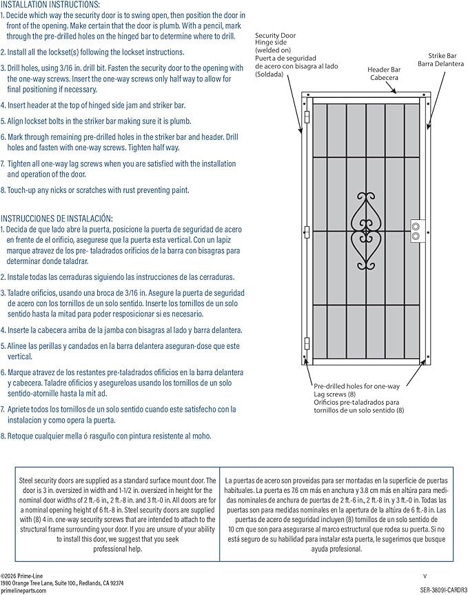 Prime-Line 3809BZ3068-I-WF Woodguard Steel Security Door – Traditional Screen Door Style with the Strength of a Steel Security Door – Steel and Wood Construction, Non-Handed, Bronze (Single Pack)