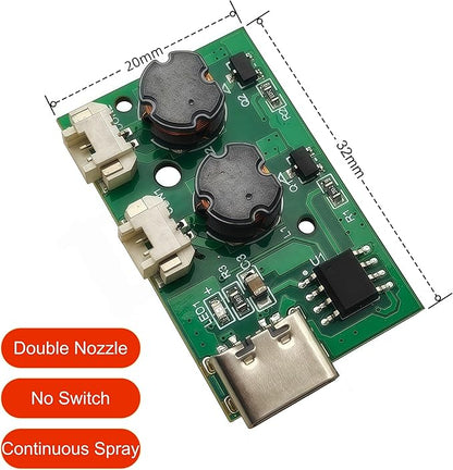 2Pcs DC5V Humidifieration Atomization Disc Type-C Interface 1 To 2 Double Nozzle Spray No Switch Humidifier Module DIY Atomization Control Drive Circuit Board