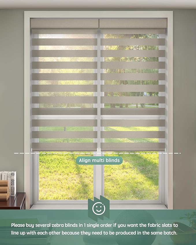 Yoolax Motorized Zebra Blinds Compatible with Alexa,Motorized Blinds with Remote Smart Automatic Custom Electric Window Blinds Cordless Indoor Light Filtering for Home Bedroom Kitchen (Sandy Yellow)