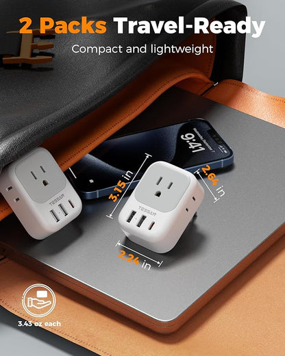 TESSAN European Travel Plug Adapter 2 Pack, Type C Plug