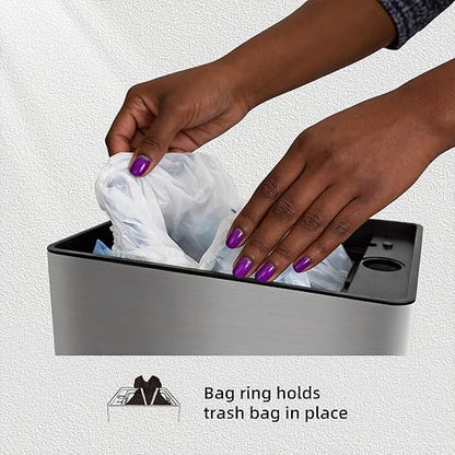 Kitchen Trash Can with Automatic Bag Assist – 8 Gallon Smart Matte Stainless Steel Bin with Motion Sensor Butterfly Lid for Home, Living Room, Bedroom, RV