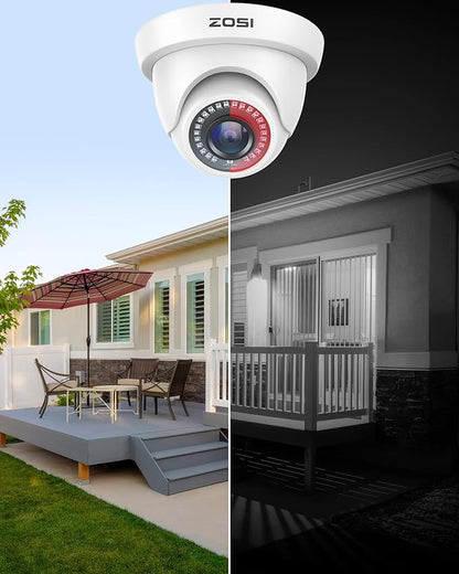 ZOSI 4Pack 2MP 1080P HD Security Cameras, 80ft Night Vision, IP66 Weatherproof, Indoor Outdoor Home CCTV Dome Camera for 1080P/5MP/4K HD-TVI Analog DVR Surveillance System