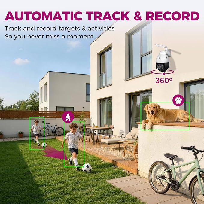 xmartO 4K 8MP Heavy-Duty 5X Zoom Security Camera System Bundle, 10-Channel WiFi 6 NVR & 10 PTZ Cameras, AI Auto Tracking, Vandal-Proof Metal Dome, Long Range WiFi6, IP66 Weatherproof, 0 Monthly Fee