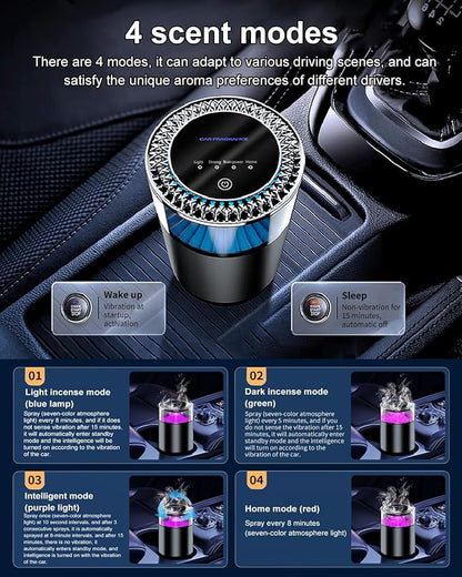 Car Air Freshener, Smart Car Air Freshener Diffuser, Auto On/Off Air Diffuser with Three Adjustable Modes, RGB Music Syncing Light, for Men,Father,Husband