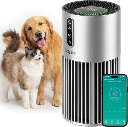 Smart Air Purifiers for Bedroom Home Pets, Timer and Alexa Control, Cover 1800 Ft² with PM2.5 Monitor, WiFi HEPA Air Purifier with Sleep Mode, Washable Filter Air Cleaner for Odors Smoke Dust