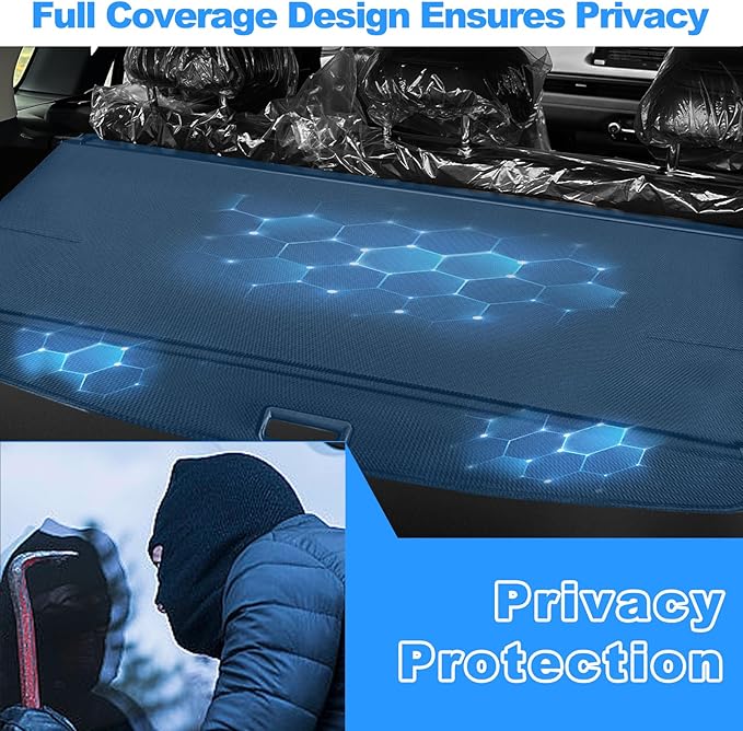 AUXKO Retractable Cargo Cover for Jeep Grand Cherokee(2 Row; WL) 4XE 2026-2022, Trunk Cover Security Cover for 2025 Grand Cherokee Shielding Shade Anti-Peeping Luggage Privacy Screen, Carbon Fiber