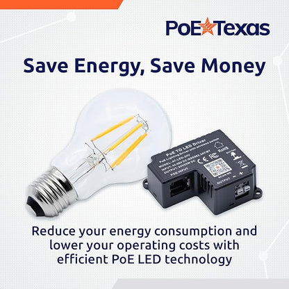 PoE Texas - PoE Lighting Plug and Play Kit with 24V LED Driver, 3X 2700K 6W LED Light Bulbs, Wireless Light Switch - Efficient 6 Watt led Light Bulbs, 40 Watt Equivalency, Soft Warm White A19 Bulb
