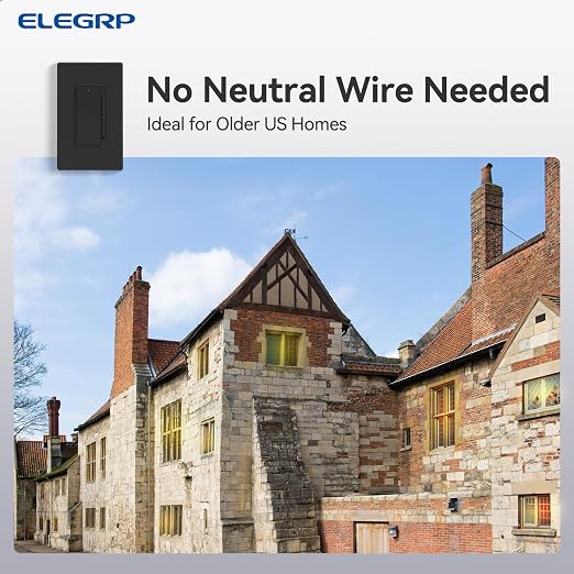 ELEGRP Digital Dimmer Light Switch for 300W Dimmable LED/CFL Lights and 600W Incandescent/Halogen, Single Pole/3-Way LED Slide Dimmer Light Switch, Wall Plate Included, UL Listed, 1 Pack, Matte Black