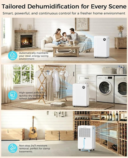PLUSCENT 32 Pint Dehumidifier for Basement, 2500 sq.ft Dehumidifiers for Home with Drain Hose, 3 Modes, Auto Defrost, 24H Timer, Quiet Smart Humidity Control for Large Room, Bedroom, Bathroom, RV