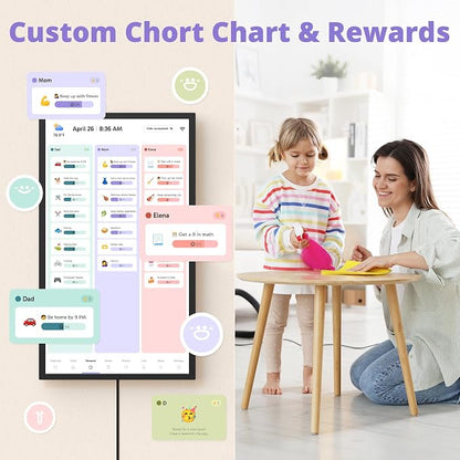 Digital Wall Calendar 32 Inch Touch Screen, Electronic Smart Calendar Chore Chart for Family Schedule/Monthly/Weekly Planner and Kids Rewards, Large 1080P Interactive Touchscreen Display