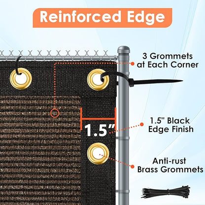 iCover 4x50ft Privacy Screen Fence, Outdoor Fencing Panels, Garden Windscreen Mesh Shade Sail Net Barrier, Include Reinforced Bindings and Brass Grommets Cable Zip Ties, Brown