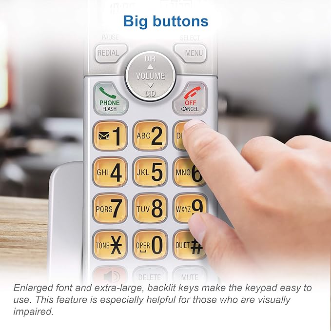 AT&T EL51103 DECT 6.0 Cordless Phone, Full-Duplex Speakerphone, Extra-Large Backlit Display & Lighted Keypad, Caller ID/Call Waiting, Eco Mode