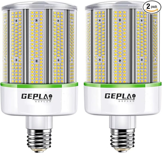 GEPLAD 2-Pack 150W LED Corn Bulb, 1500W Equivalent, E39 Mogul Base, 23,700 Lumens, 5000K Daylight,for Garage, Factory, Workshop, Warehouse, Barn,Non-Dimmable