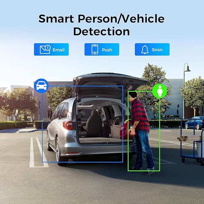 Hiseeu [Human Vehicle Detect] 5MP PoE Camera, IP Camera Outdoor, 2 Way Audio, Spotlight&Sound Alarm, IP67 Waterproof, Remote Access, No Monthly Fee, Work w PoE NVR